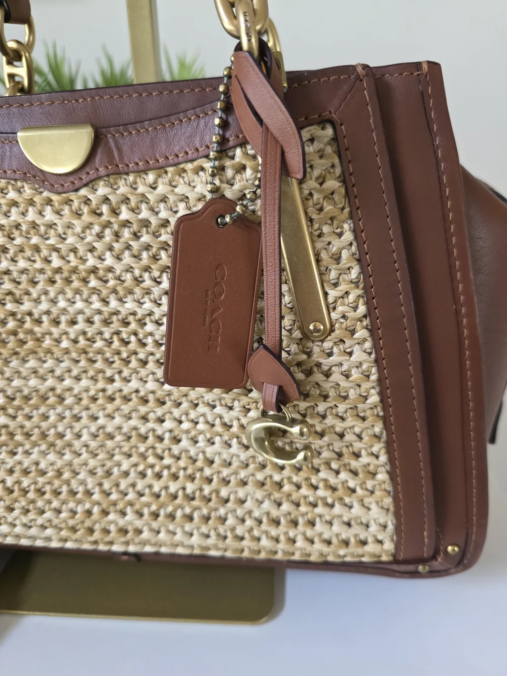 Coach Limited Edition Dreamer Leather & Woven Fabric Satchel Crossbody Bag - Picture 4 of 16